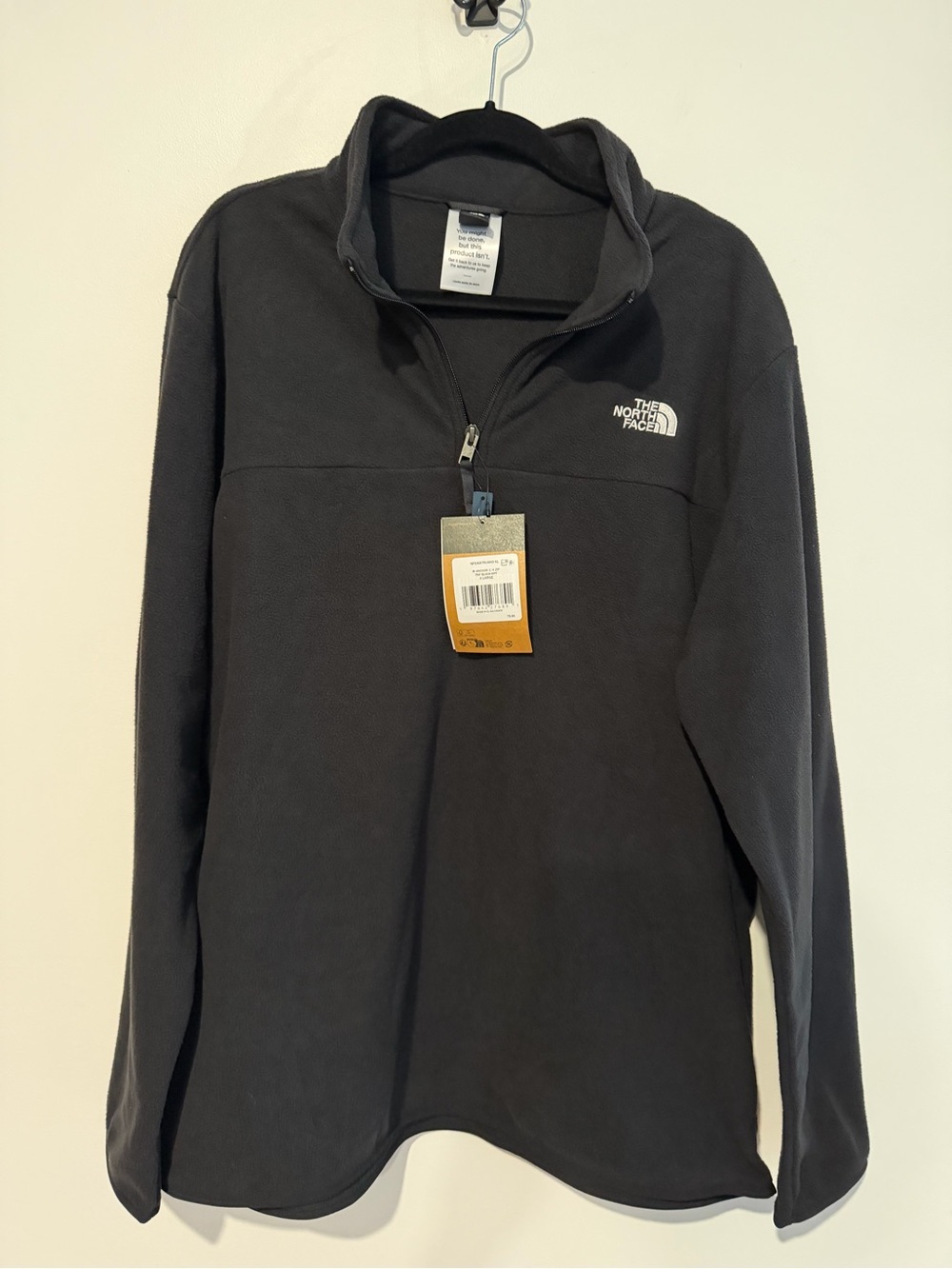 NWT The North Face Men’s Black Quarter-Zip Fleece Pullover Size X-Large